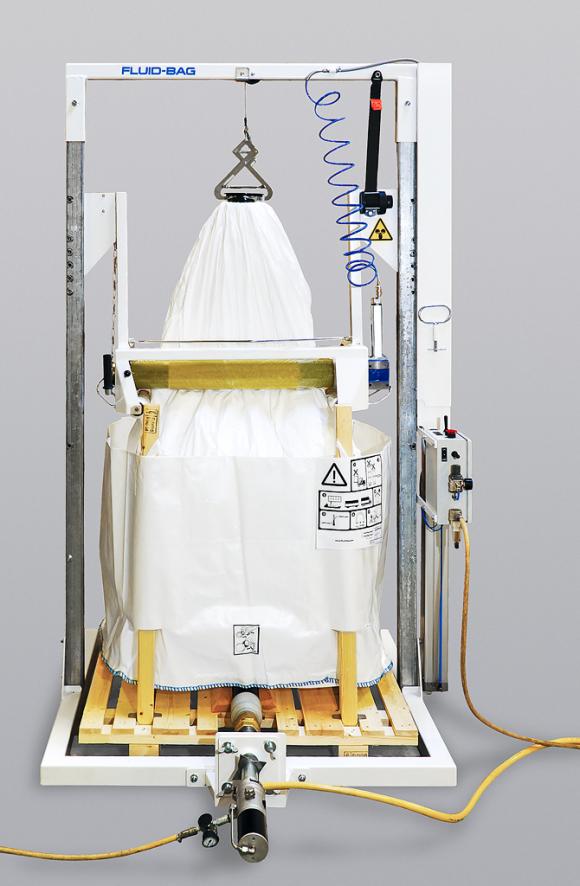 Rodillo de descarga semiautomático para contenedores Fluid-Bag