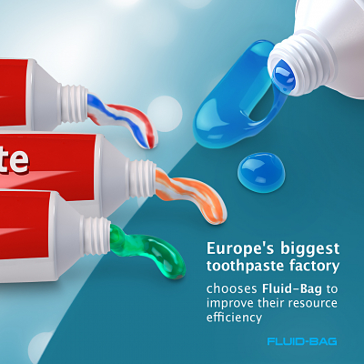 Fluid-Bag toothpaste set-up