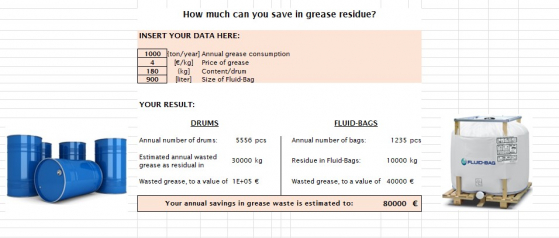 Fluid-Bag grease savings calculation